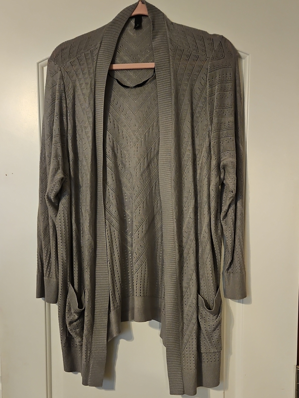 torrid Gray Open-Front Eyelet Knit Cardigan